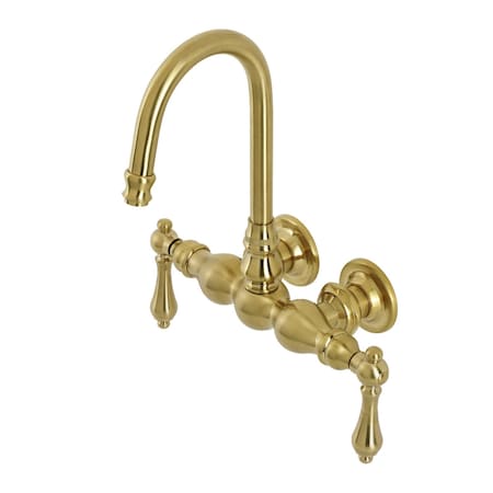 Kingston Brass AE1T7 3-3/8 Inch Wall Mount Tub Faucet, Brushed Brass AE1T7